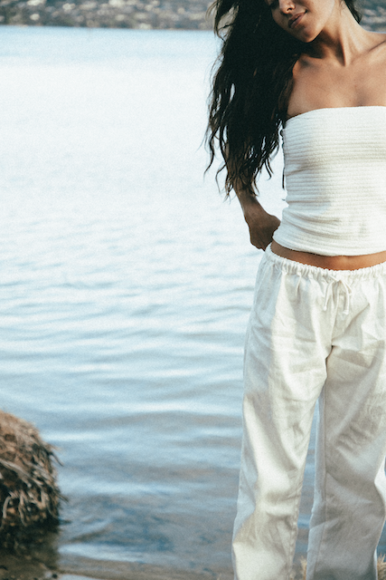 Petra Pants in Bone Organic Hemp and Organic Cotton