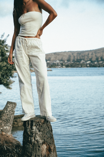 Petra Pants in Bone Organic Hemp and Organic Cotton